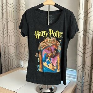 Out of Print Harry Potter and the Sorcerer’s Stone Book Cover Grey Shirt L